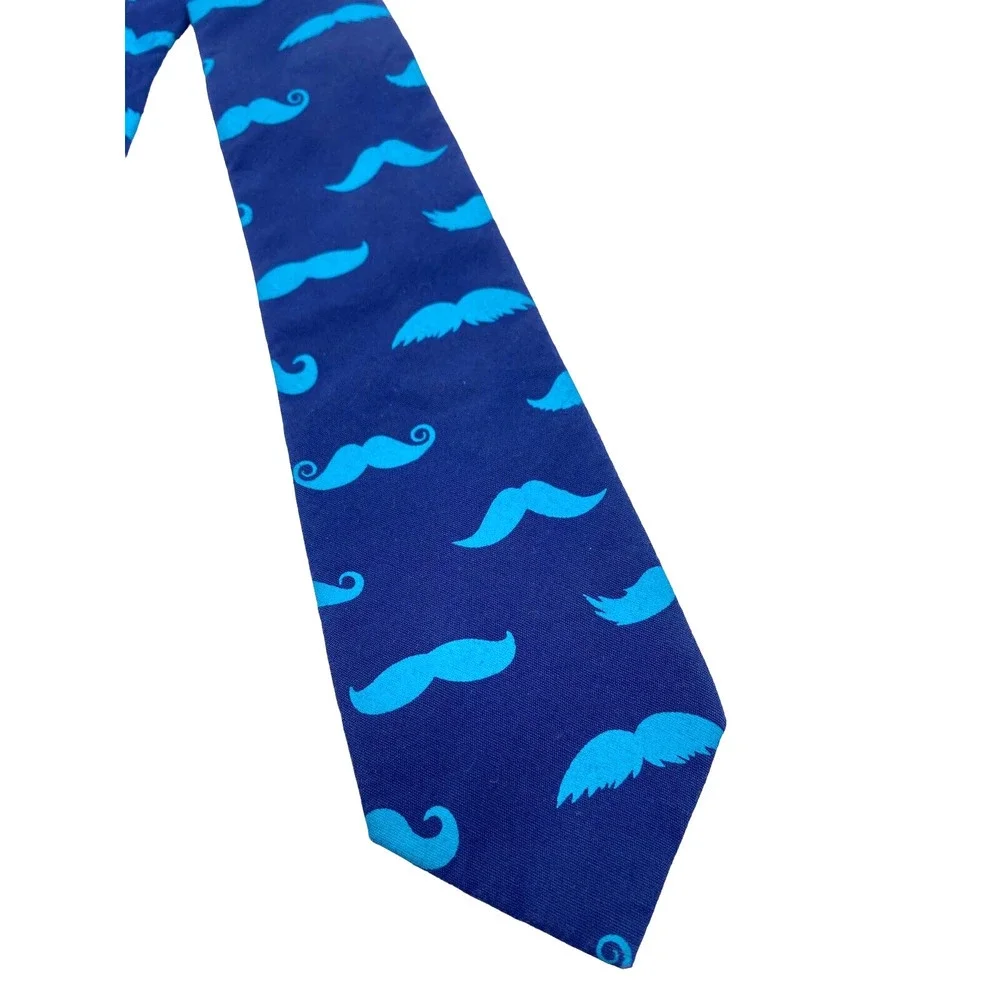Old Navy Tie Medium Boys Blue Mustache Moustache Print Cotton